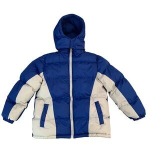 Operation Warm Puffer Jacket 14 16 Kids Blue Gray Hooded Insulated Coat